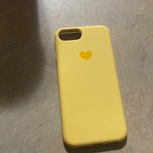 Yellow phone case with orange heart